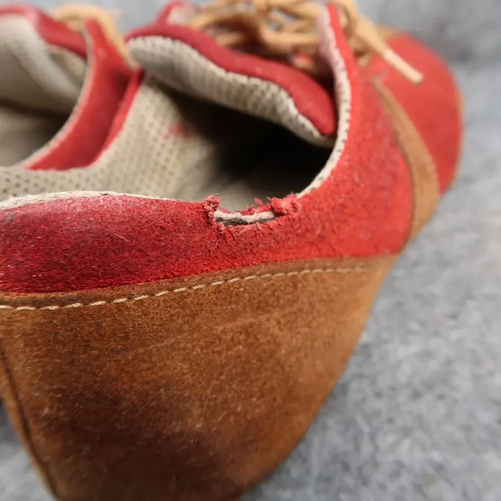 Dollhouse Shoes Womens 6 Casual Sneakers Y2k Retro Leather Square Toe Red Brown